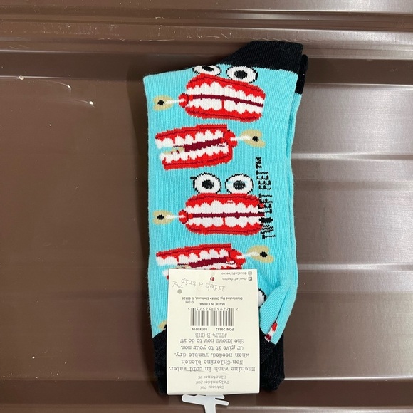 Two Left Feet Chatterbox Chattering Teeth socks unisex womens 10/12 mens 8.5-13 - Picture 4 of 4